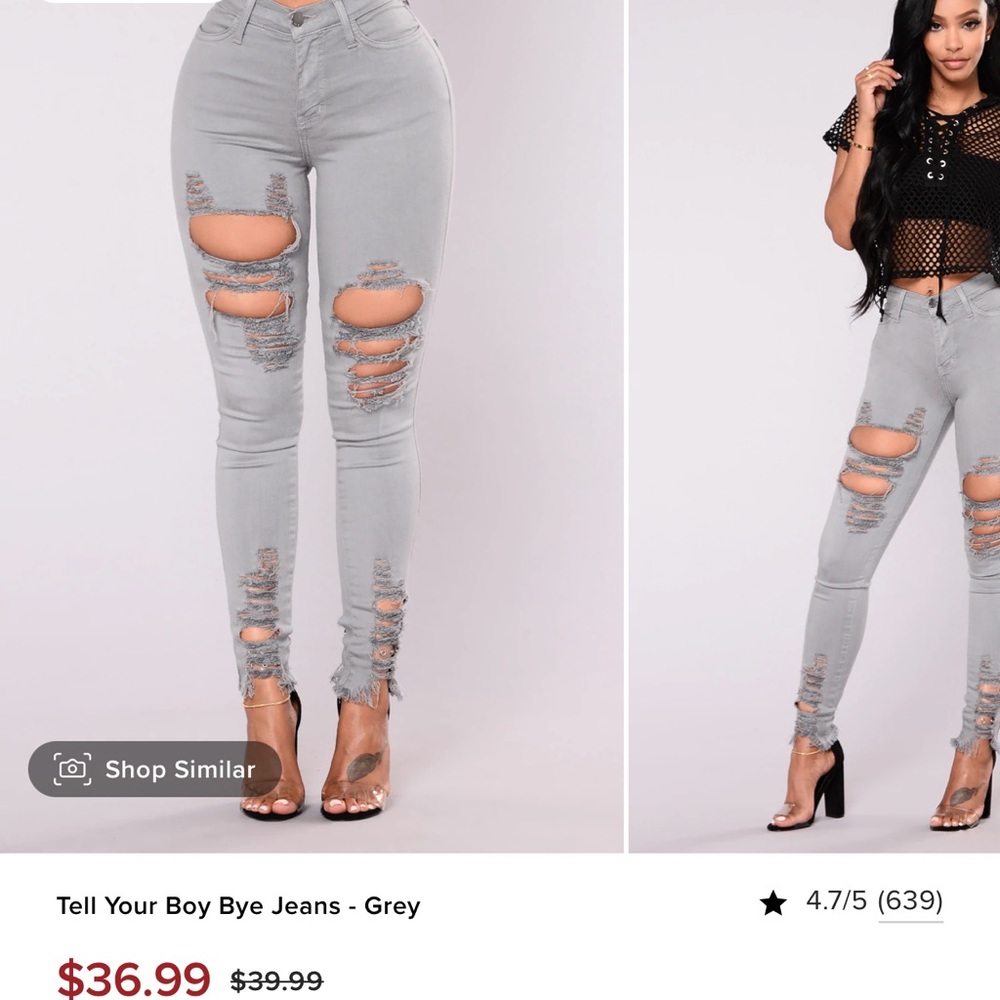 Grey Distressed Skinny Jeans